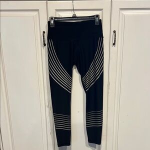 RBX Black Leggings with Gold Stripes